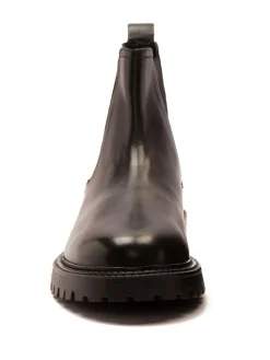 Outlet Off The Hook Black Ozzy High Heel Leather Ankle Chelsea Boots