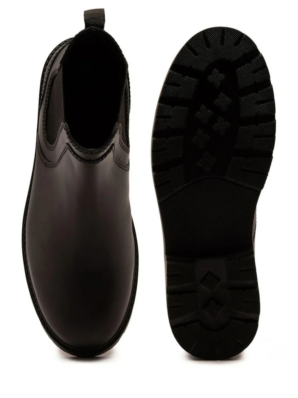 Best Off The Hook Black Vader Leather Formal Chelsea Boots