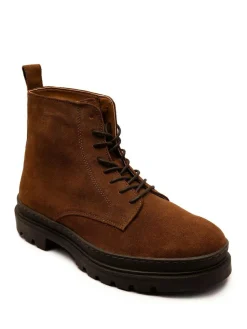 Clearance Off The Hook Brown Blake Suede Leather Lace-Up Boots