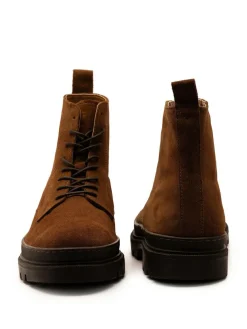 Clearance Off The Hook Brown Blake Suede Leather Lace-Up Boots