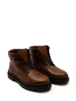 Hot Off The Hook Jones Leather Lace Up Casual Ankle Boots Brown