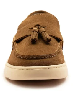 Off The Hook Brown Lomas Suede Leather Tassel Loafer Shoes^BOY Occasionwear