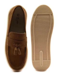 Off The Hook Brown Lomas Suede Leather Tassel Loafer Shoes^BOY Occasionwear