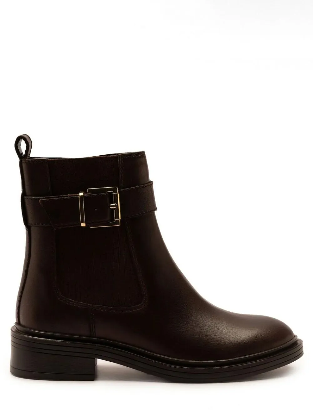 Outlet Off The Hook Tiana Leather Chelsea Buckle Ankle Boots Brown