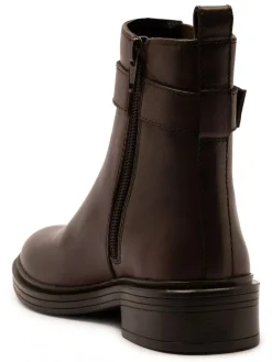 Outlet Off The Hook Tiana Leather Chelsea Buckle Ankle Boots Brown