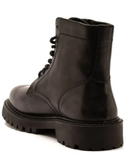 Discount Off The Hook Grey Donnie Leather Lace-Up Combat Ankle Boots