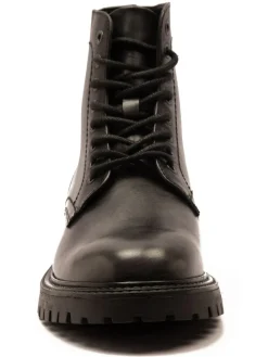 Discount Off The Hook Grey Donnie Leather Lace-Up Combat Ankle Boots