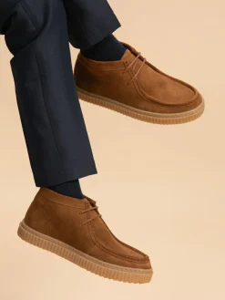 Clearance Off The Hook Bolan Suede Leather Lace Up Casual Ankle Boots Tan