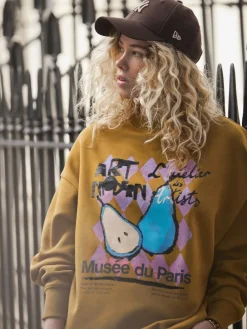 Next Cotton Rich Fruit Art Graphic Longsleeve Crewneck Sweatshirt^Women Nightwear|Hoodies & Sweatshirts