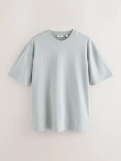 Next Olive Green /Ice Grey/Orange Rust Relaxed Fit Heavyweight T-Shirts 3 Pack^ Tops & T-Shirts