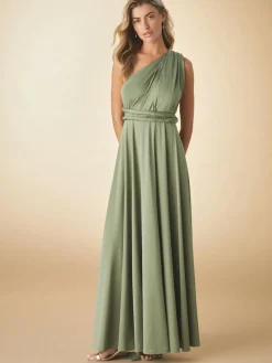 Sale Next Jersey Multiway Wedding Guest Bridesmaid Maxi Dress Olive Green