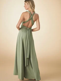 Sale Next Jersey Multiway Wedding Guest Bridesmaid Maxi Dress Olive Green