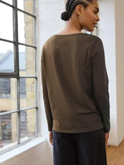 Discount Next Olive Green Long Sleeve Crew Neck T-Shirt