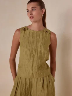 Sale Next Olive Green N. Premium Linen Rich Shell Top