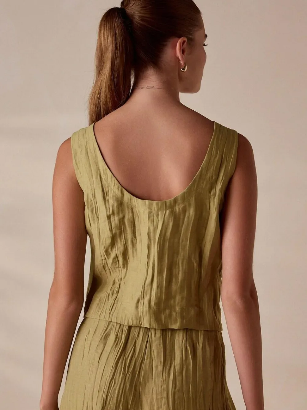 Sale Next Olive Green N. Premium Linen Rich Shell Top