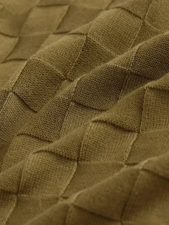 Next N.Premium Regular Fit Checkerboard Knitted Short Sleeve Zip Neck Polo Shirt^ Knitwear|Knitwear