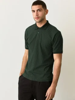 Sale Next Olive Green Regular Fit N.Premium Smart Jaquard Polo Shirt