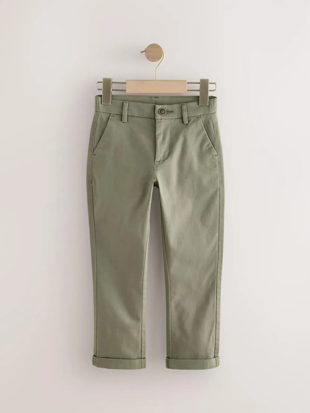 Next Olive Green Regular Fit Stretch Chino Trousers (3-17yrs)^BOY Pants & Chinos