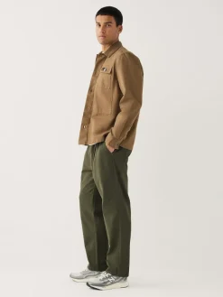 New Next Regular Tapered Fit Single Pleated Stretch Chinos Trousers Olive Green