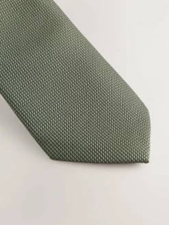Next Olive Slim Textured Tie