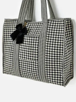 Oliver Bonas Black Gingham FabricnTote Bag^Women Bags