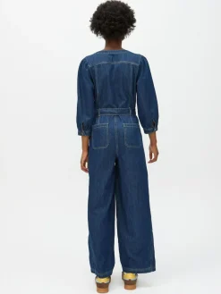 Clearance Oliver Bonas Blue Denim V-Neck Tie Waist Jumpsuit