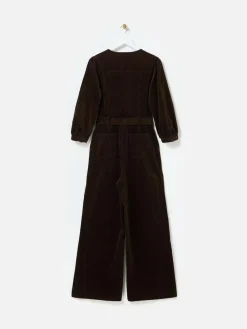 Oliver Bonas Brown Corduroy V-Neck Tie Waist Jumpsuit^Women Jumpsuits & Playsuits