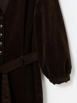 Oliver Bonas Brown Corduroy V-Neck Tie Waist Jumpsuit^Women Jumpsuits & Playsuits