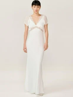Omnes White Meadow Bridal Maxi Dress with Lace Detail^Women Maxi Dresses