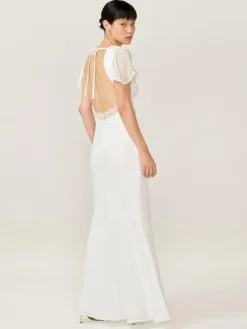 Omnes White Meadow Bridal Maxi Dress with Lace Detail^Women Maxi Dresses