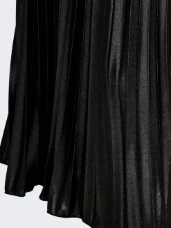 ONLY Black Metallic Pleated Midi Skirt^Women Skirts