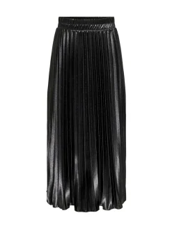 ONLY Black Metallic Pleated Midi Skirt^Women Skirts