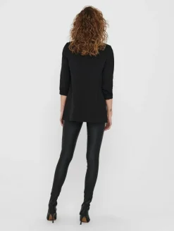 ONLY Black Ruched Sleeve Workwear 100% Cotton Blazer^Women Blazers