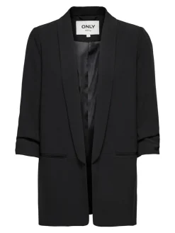 ONLY Black Ruched Sleeve Workwear 100% Cotton Blazer^Women Blazers