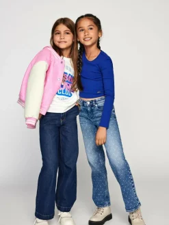 ONLY KIDS Blue 100% Cotton Wide Leg Jeans with Adjustable Waist^ Jeans