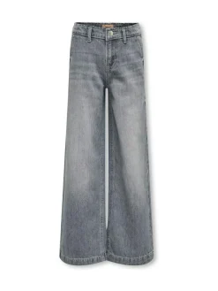 ONLY KIDS Grey Wide Leg Adjustable Waist 100% Cotton Jeans^ Jeans