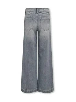 ONLY KIDS Grey Wide Leg Adjustable Waist 100% Cotton Jeans^ Jeans