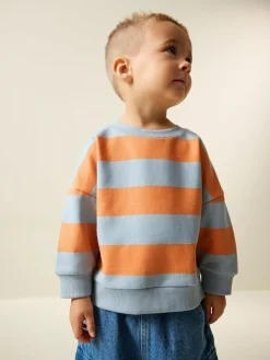 Next Orange & Blue Stripe All-Over Print Crew Neck Sweatshirt (3mths-7yrs)^BOY Sweatshirts & Hoodies|Newborn Clothing