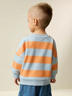 Next Orange & Blue Stripe All-Over Print Crew Neck Sweatshirt (3mths-7yrs)^BOY Sweatshirts & Hoodies|Newborn Clothing