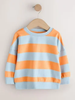 Next Orange & Blue Stripe All-Over Print Crew Neck Sweatshirt (3mths-7yrs)^BOY Sweatshirts & Hoodies|Newborn Clothing