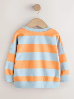 Next Orange & Blue Stripe All-Over Print Crew Neck Sweatshirt (3mths-7yrs)^BOY Sweatshirts & Hoodies|Newborn Clothing