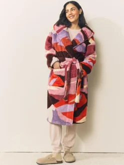 Discount Next Orange Abstract Scene Print Teddy Borg Dressing Gown