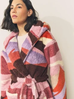 Discount Next Orange Abstract Scene Print Teddy Borg Dressing Gown