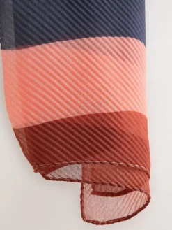 Next Orange Bright Stripe Plisse Lightweight Scarf^Women Hats, Gloves & Scarves|Hats, Gloves & Scarves
