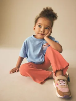 Online Next Orange Brown Rib Flare Leggings (3mths-7yrs)