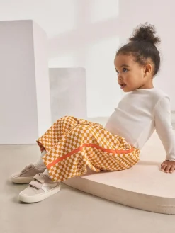 Sale Next Orange Checkerboard Barrel Leg Trousers (3mths-7yrs)