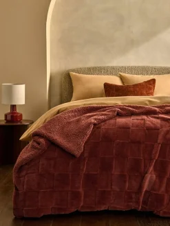 Next Jasper Checkerboard Cosy Fleece Reverse Throw^ Cushions & Throws