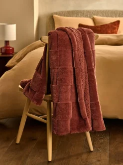 Next Jasper Checkerboard Cosy Fleece Reverse Throw^ Cushions & Throws
