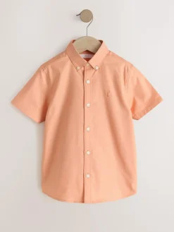 Next Orange Logo Short Sleeve Cotton Rich Oxford Shirt (3-16yrs)^BOY Shirts