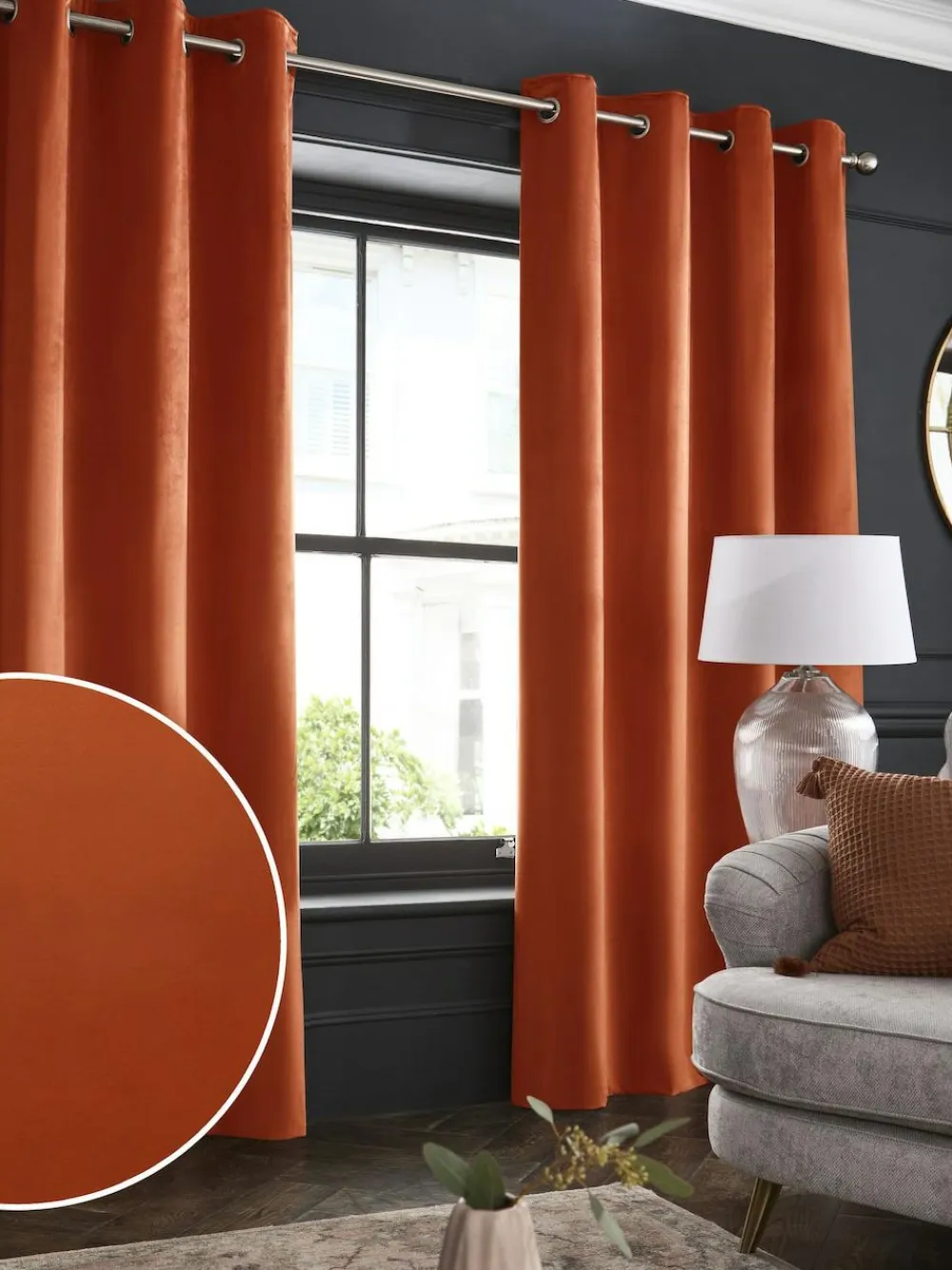 Hot Next Orange Matte Velvet Blackout/Thermal Curtains